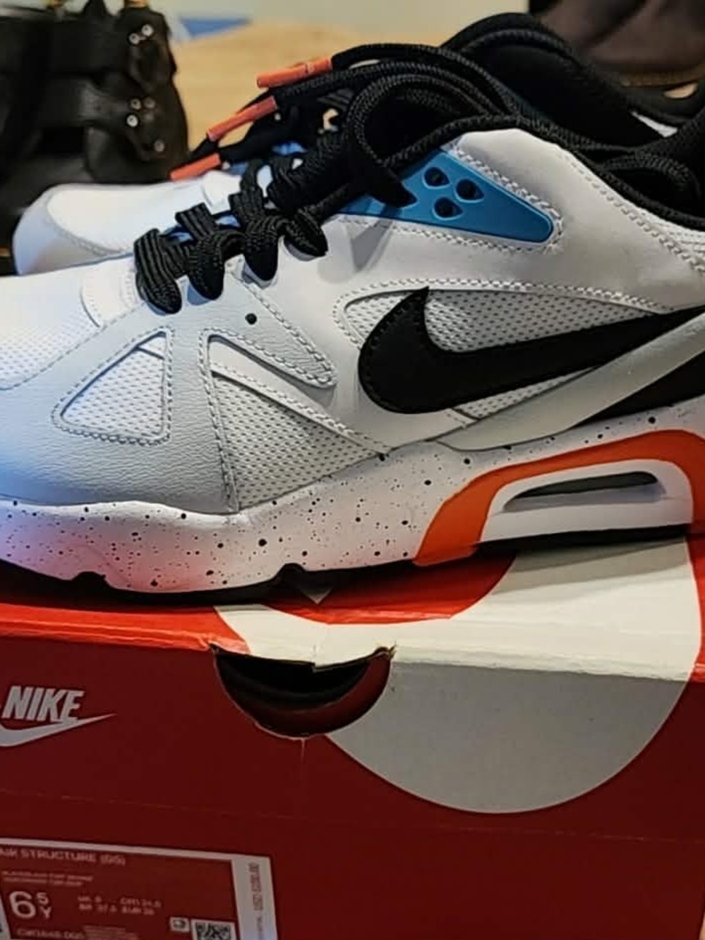 Nike Kids Gray, White & Black Sneakers with Blue and Orange Accents - Picture 3 of 4